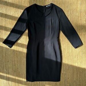 Vintage Cacharel mid-length Black dress, Women's 6/8, unique neckline